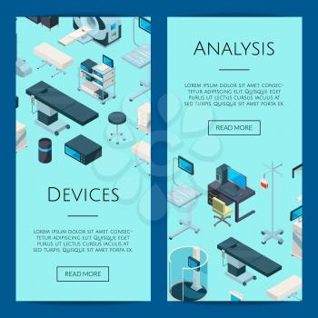 Vector isometric hospital icons web banner and poster templates illustration