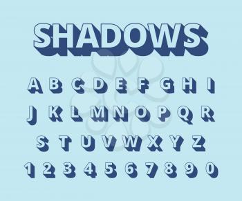 Letters long shadows. Alphabet with letters and numbers in retro style typography collection vector set. Illustration alphabet typography, typeface headline, typeset abc