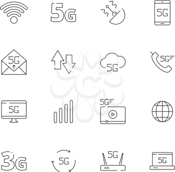 5g. Network icon free wireless safety technology cloud phone internet 4g vector symbols. Type of internet connect technology, wireless and broadcast