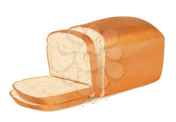 Slices bread. Realistic fresh bakery products stack of baguette vector delicious bread. Bakery bread, food with crust breakfast illustration