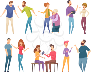 People talking. Conversation crowd communication characters persons group vector illustrations. Social communication, talk and discussion