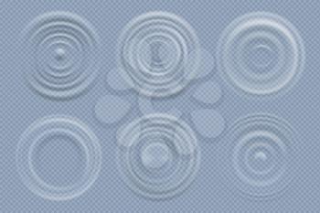 Water circles. Realistic round shapes of liquids top view waves vector template. Liquid effect ripple surface ring wave illustration