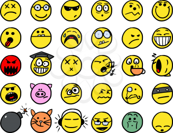Set02 of smiley icons drawings doodles inyellow color