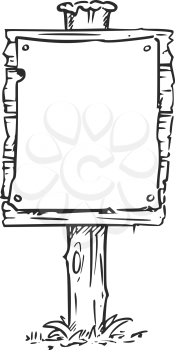 Vector drawing of empty blank wooden sign board
