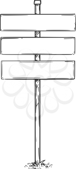 Vector drawing of three empty blank sign boards.