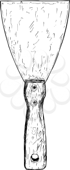 Vector artistic pen and ink drawing illustration of filling knife or spatula isolated.