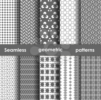 Set of 6 monochrome seamless geometric patterns