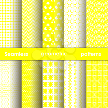 Set of 6 yellow seamless geometric patterns
