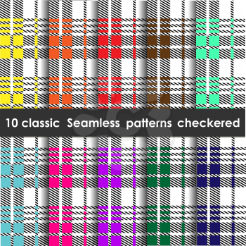 set of seamless checkered patterns - 10 colors one classic pattern