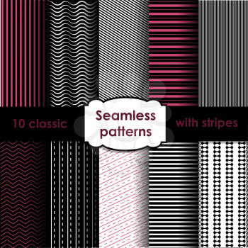Set of classic seamless striped patterns. EPS10