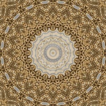 Abstract seamless background, kaleidoscope tile pattern in gold colors. Mandala shape. Orient motif illustration
