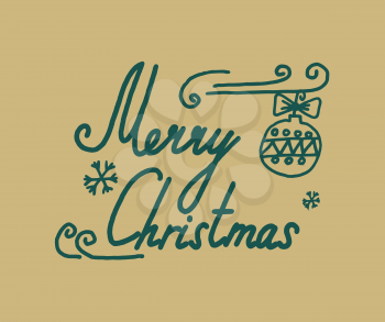 Merry Christmas lettering, handmade calligraphy, holiday season concept, vector background