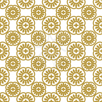 Seamless floral pattern. Gold flowers on a white background. Can be used for design brochures, cosmetics, fabrics