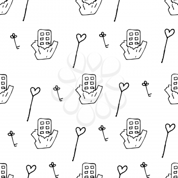 Love symbols Seamless pattern. Hand drawn doodles Vector illustration. Can be used for scrapbooking, fashion, cards for wedding, Valentine s day and other romantic occasion.