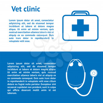 Banners veterinary medicine design. Diagnosis and treatment of animals
