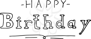Happy birthday lettering. Holiday text and decorations. Vector element isolated on white. Modern brush style