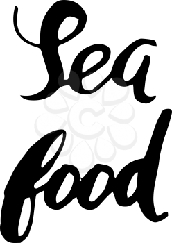 Sea food Hand lettering. Seafood shop lettering template for craft packaging or food restaurant design