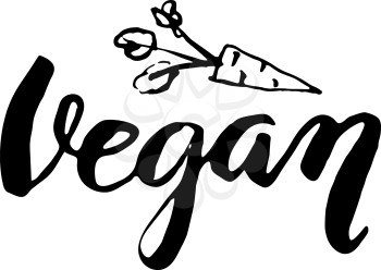 Vegan Lettering Sign Illustration. Can be used for logo, label etc. Modern brush style. Isolated on white background