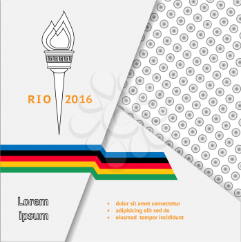 Brochure design template with brazilian colors and flame. Suitable for booklets, brochures on Olimpic theme. 