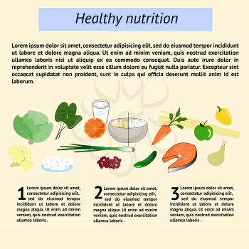 infographics healthy nutrition tamplate with images of natural food