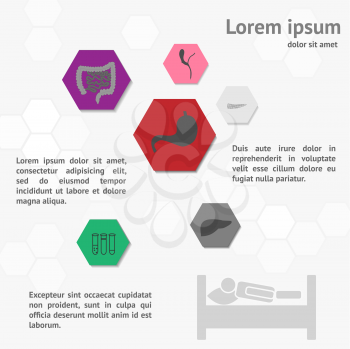 medicine infographic template. Diagnose and treatment digestive system