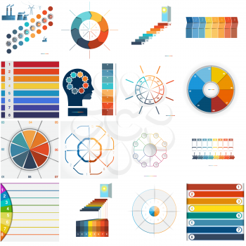 Set 16 numbered templates for Infographics, text area Eight positions, use for workflow, banner, diagram, web design, timeline, area chart