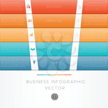 Colour strips vector illustration template of business infographic numbered five position