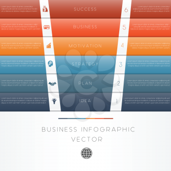Colour strips vector illustration template of business infographic numbered six position