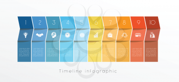  Template Conceptual Business Timeline Infographic design for ten position can be used for workflow, banner, diagram, web design, area chart
