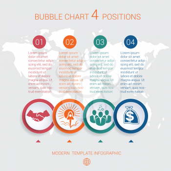 Charts business infographic step by step 4 positions colorful bubbles