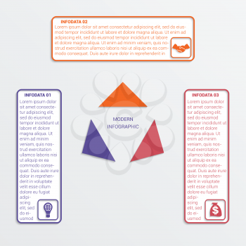 Colour triangles modern infographic template for business concept with 3 steps.