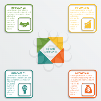 Colour triangles modern infographic template for business concept with 4 steps.