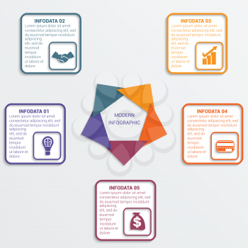 Colour triangles modern infographic template for business concept with 5 steps.