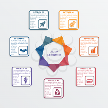 Colour triangles modern infographic template for business concept with 7 steps. 