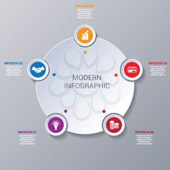Modern Infographic numbered 5 options, business template for presentation and training