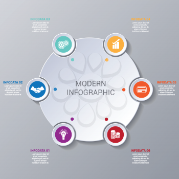 Modern Infographic numbered 6 options, business template for presentation and training