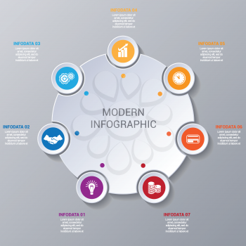 Modern Infographic numbered 7 options, business template for presentation and training