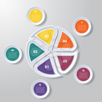 Pie chart or area chart diagram data Elements For Template infographics five position. Business strategy. 