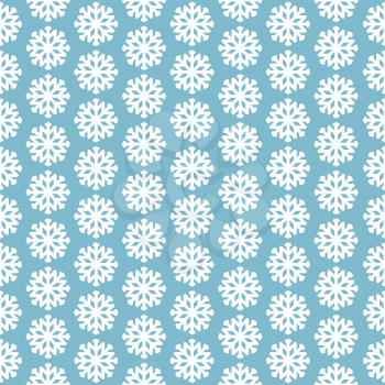 Seamless pattern with white snowflakes on blue background 
