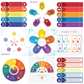Collections Infographics Elements. Template for Five positions.