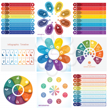 Collections Infographics Elements. Template for Eight positions.