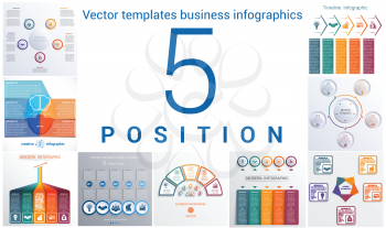 Set colorful templates for infographic 5 positions