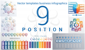 Set colorful templates for infographic 9 positions