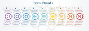 Timeline or area chart, diagram data Elements For Template infographics 9 position. Business strategy.