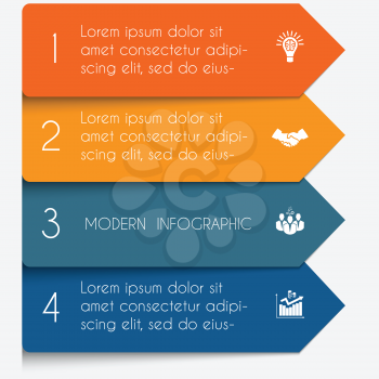 Template infographic horizontal colorful arrows lines 4 positions for text