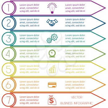 Infographic template from Colourful lines with text areas on seven positions