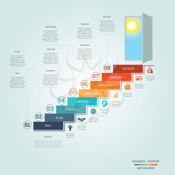 Business success startup, Conceptual infographics steps up ladders and doorway, template eight positions, possible to use for workflow, banner, diagram, web design, timeline, area chart,number options, step up options