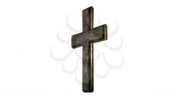 Christian Cross Isolated on White Background 3D Rendering