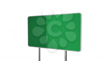 Road Sign in Green Color Isolated On White Background