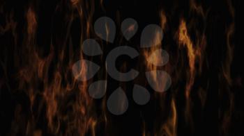 Burning Fire and Flames On Black Background 3D Rendering